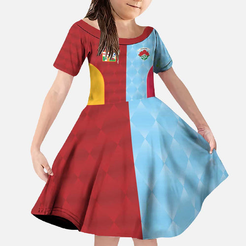 Custom British Lions Australia Waratahs Family Matching Off The Shoulder Long Sleeve Dress and Hawaiian Shirt Sporty Style
