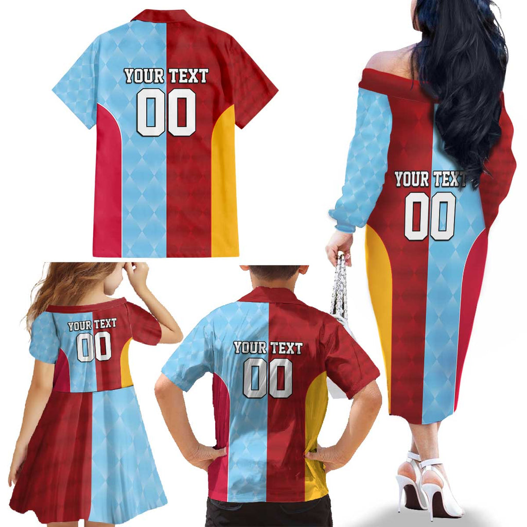 Custom British Lions Australia Waratahs Family Matching Off The Shoulder Long Sleeve Dress and Hawaiian Shirt Sporty Style