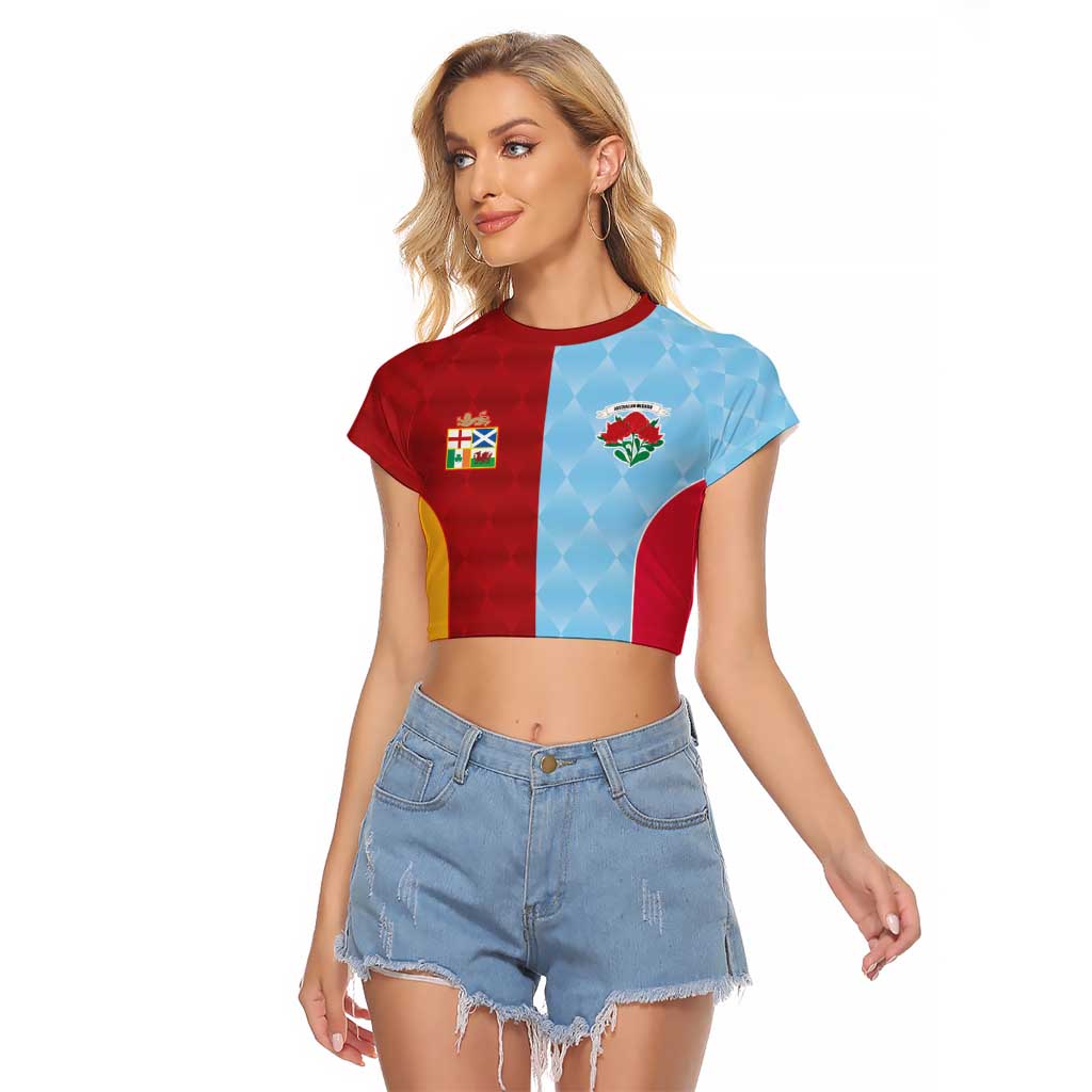 Custom British Lions Australia Waratahs Raglan Cropped T Shirt Sporty Style
