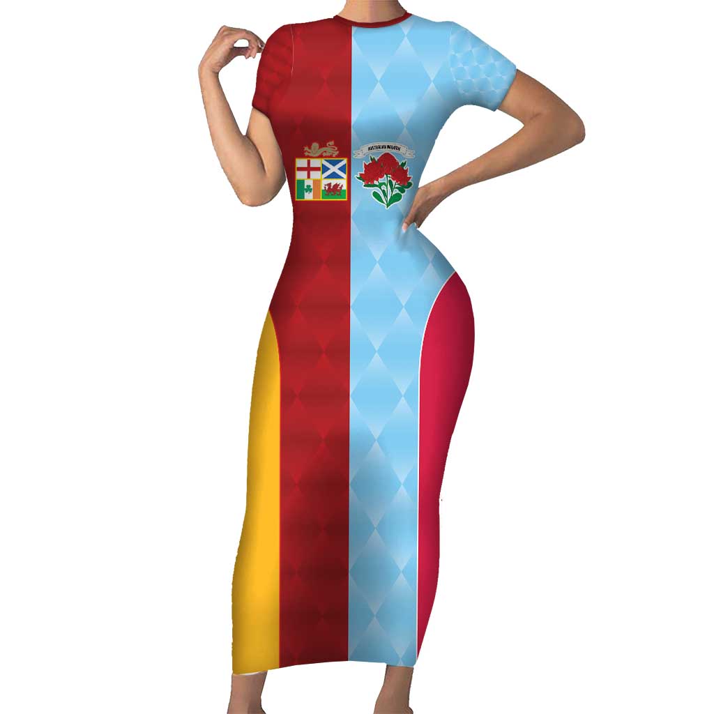Custom British Lions Australia Waratahs Short Sleeve Bodycon Dress Sporty Style