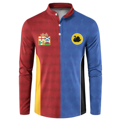 Custom British Lions Australia Western Force Button Sweatshirt Sporty Style