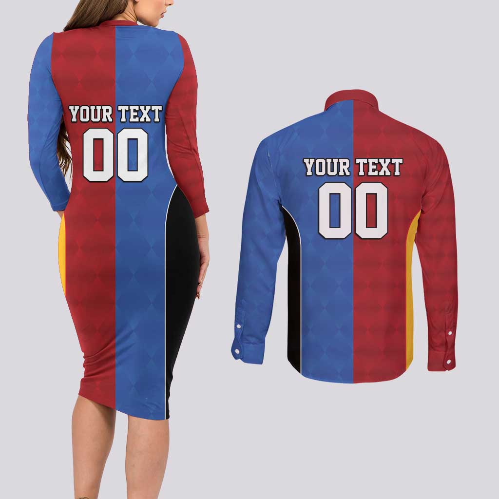 Custom British Lions Australia Western Force Couples Matching Long Sleeve Bodycon Dress and Long Sleeve Button Shirt Sporty Style