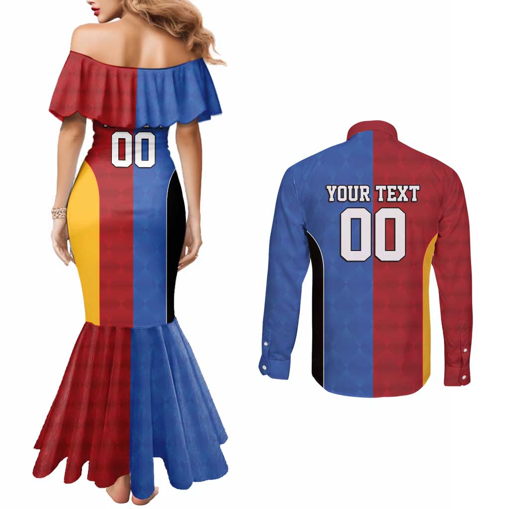 Custom British Lions Australia Western Force Couples Matching Mermaid Dress and Long Sleeve Button Shirt Sporty Style