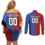 Custom British Lions Australia Western Force Couples Matching Off Shoulder Short Dress and Long Sleeve Button Shirt Sporty Style