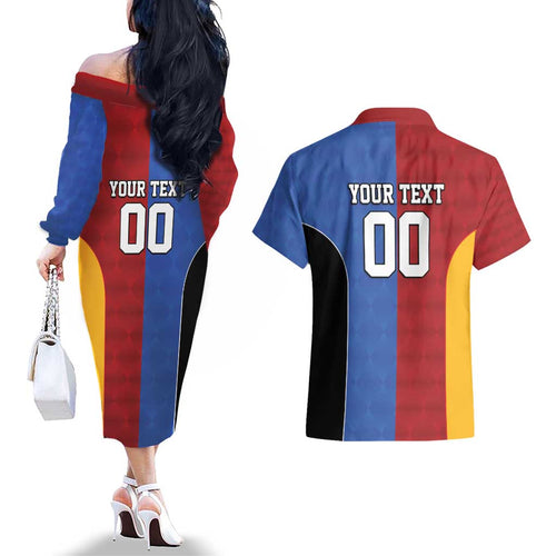 Custom British Lions Australia Western Force Couples Matching Off The Shoulder Long Sleeve Dress and Hawaiian Shirt Sporty Style