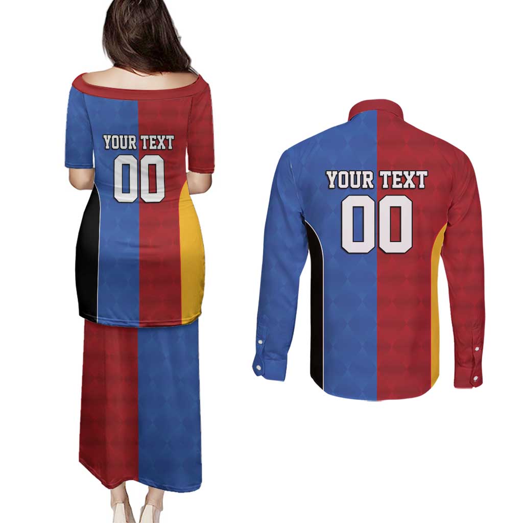 Custom British Lions Australia Western Force Couples Matching Puletasi and Long Sleeve Button Shirt Sporty Style