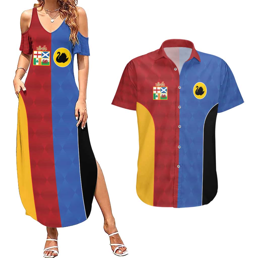 Custom British Lions Australia Western Force Couples Matching Summer Maxi Dress and Hawaiian Shirt Sporty Style