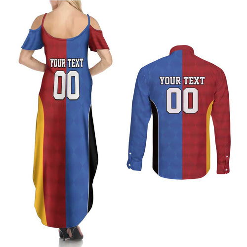Custom British Lions Australia Western Force Couples Matching Summer Maxi Dress and Long Sleeve Button Shirt Sporty Style