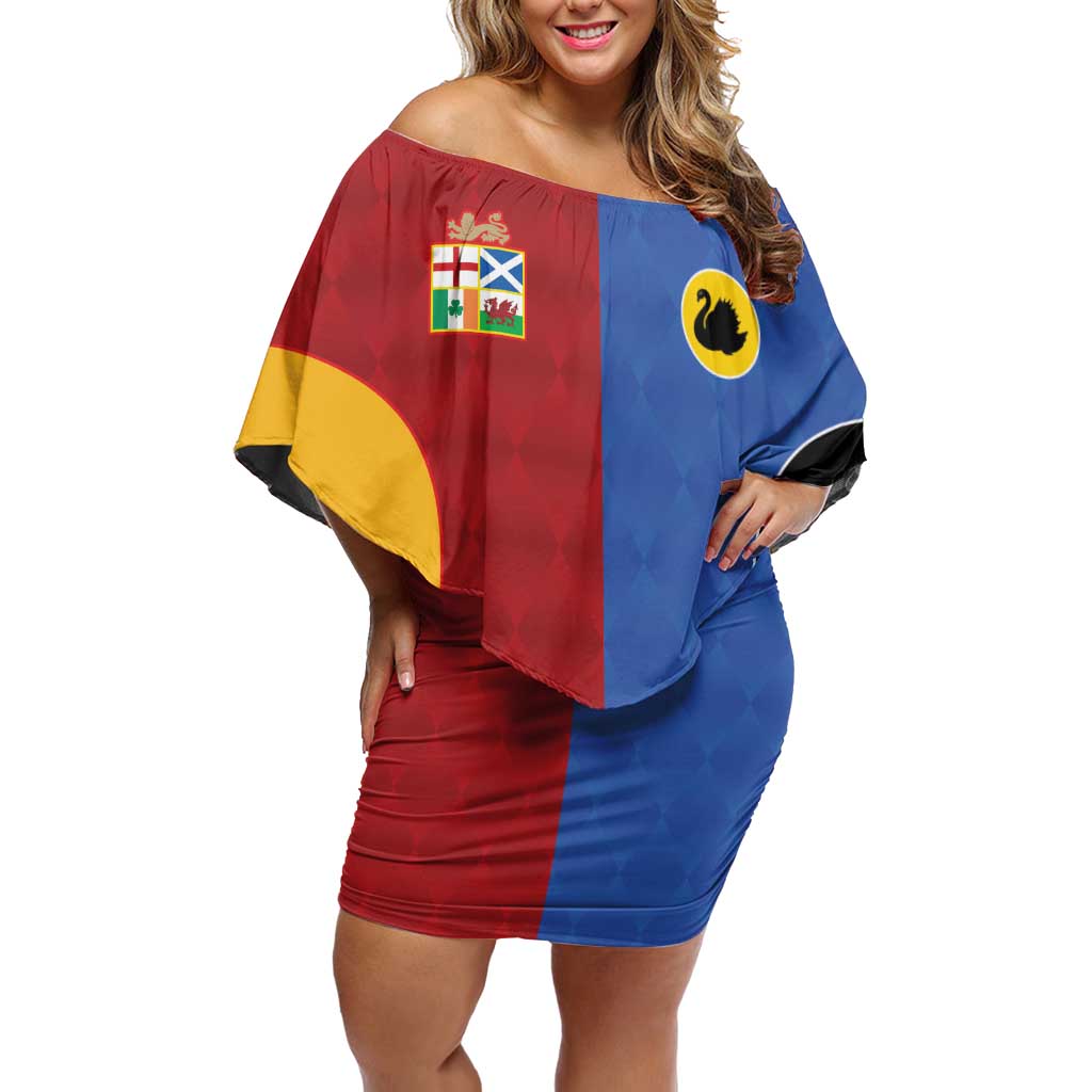 Custom British Lions Australia Western Force Family Matching Off Shoulder Short Dress and Hawaiian Shirt Sporty Style