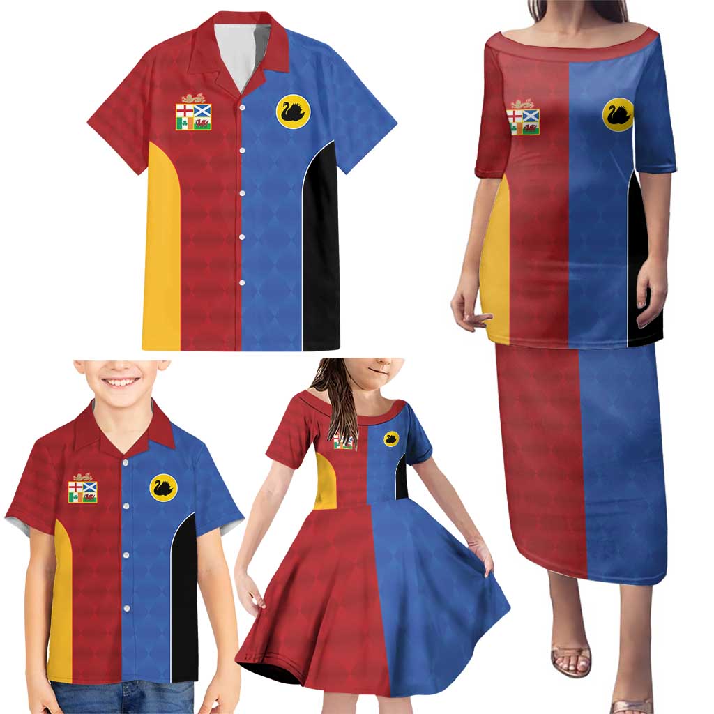 Custom British Lions Australia Western Force Family Matching Puletasi and Hawaiian Shirt Sporty Style