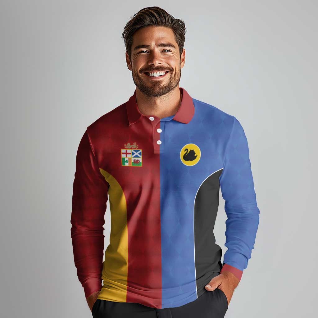 Custom British Lions Australia Western Force Long Sleeve Polo Shirt Sporty Style