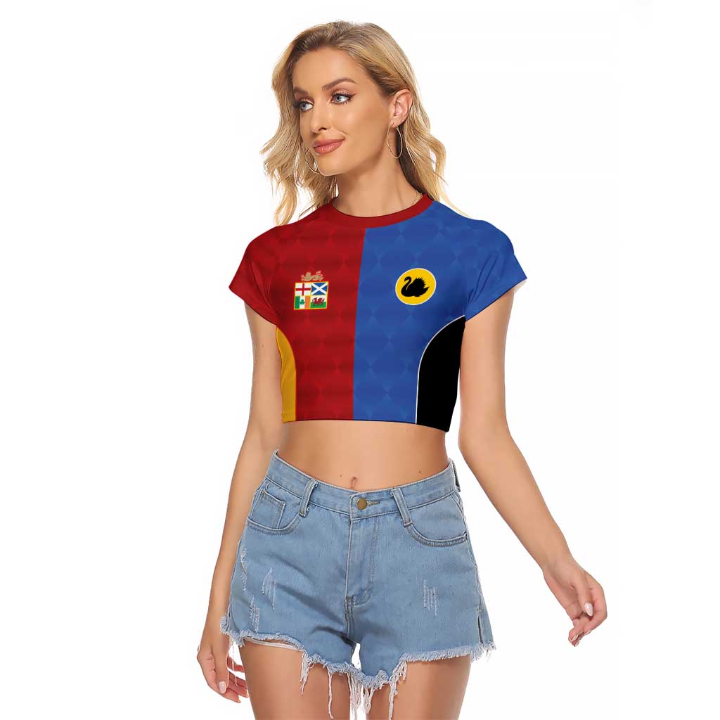 Custom British Lions Australia Western Force Raglan Cropped T Shirt Sporty Style