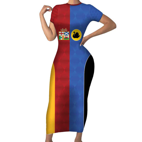 Custom British Lions Australia Western Force Short Sleeve Bodycon Dress Sporty Style