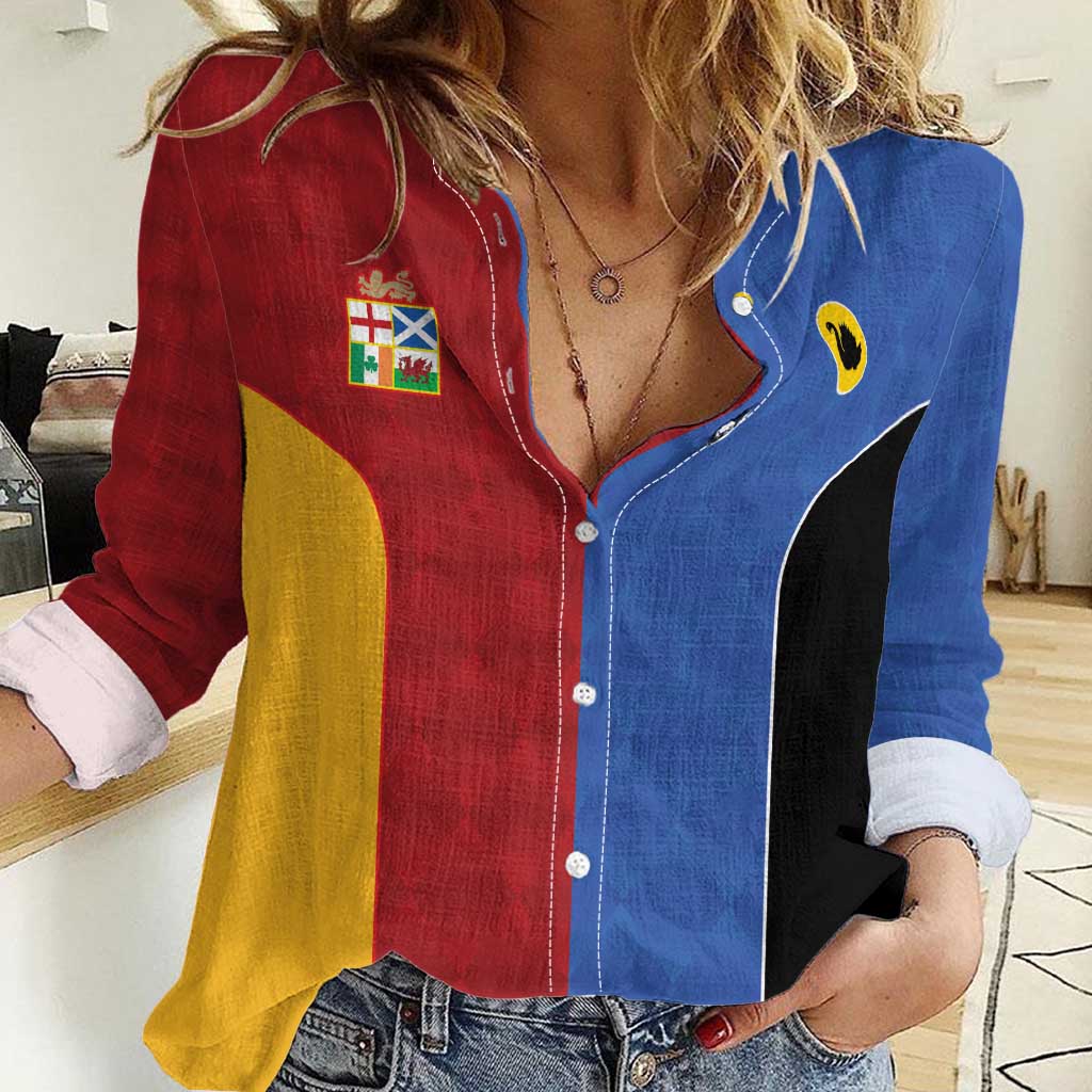 Custom British Lions Australia Western Force Women Casual Shirt Sporty Style