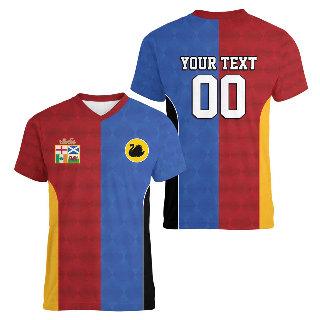 Custom British Lions Australia Western Force Women V-Neck T-Shirt Sporty Style
