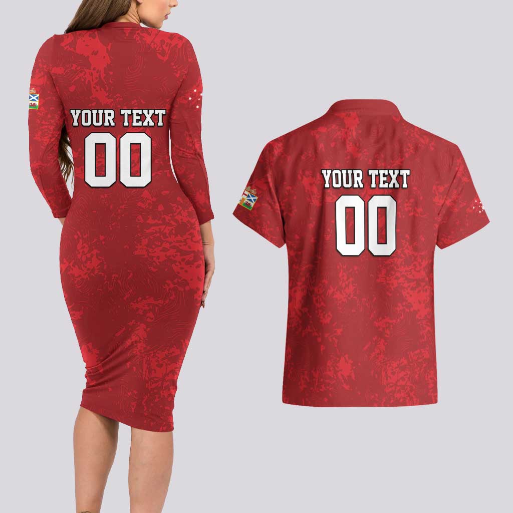 Custom British Lions-AUNZ Couples Matching Long Sleeve Bodycon Dress and Hawaiian Shirt Australia-New Zealand Indigenous Motif