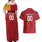Custom British Lions-AUNZ Couples Matching Off Shoulder Maxi Dress and Hawaiian Shirt Australia-New Zealand Indigenous Motif