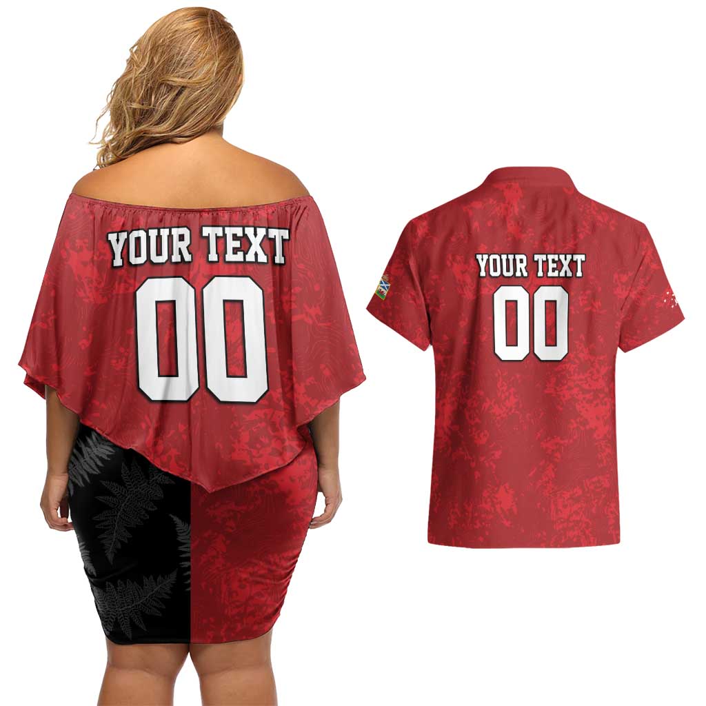 Custom British Lions-AUNZ Couples Matching Off Shoulder Short Dress and Hawaiian Shirt Australia-New Zealand Indigenous Motif