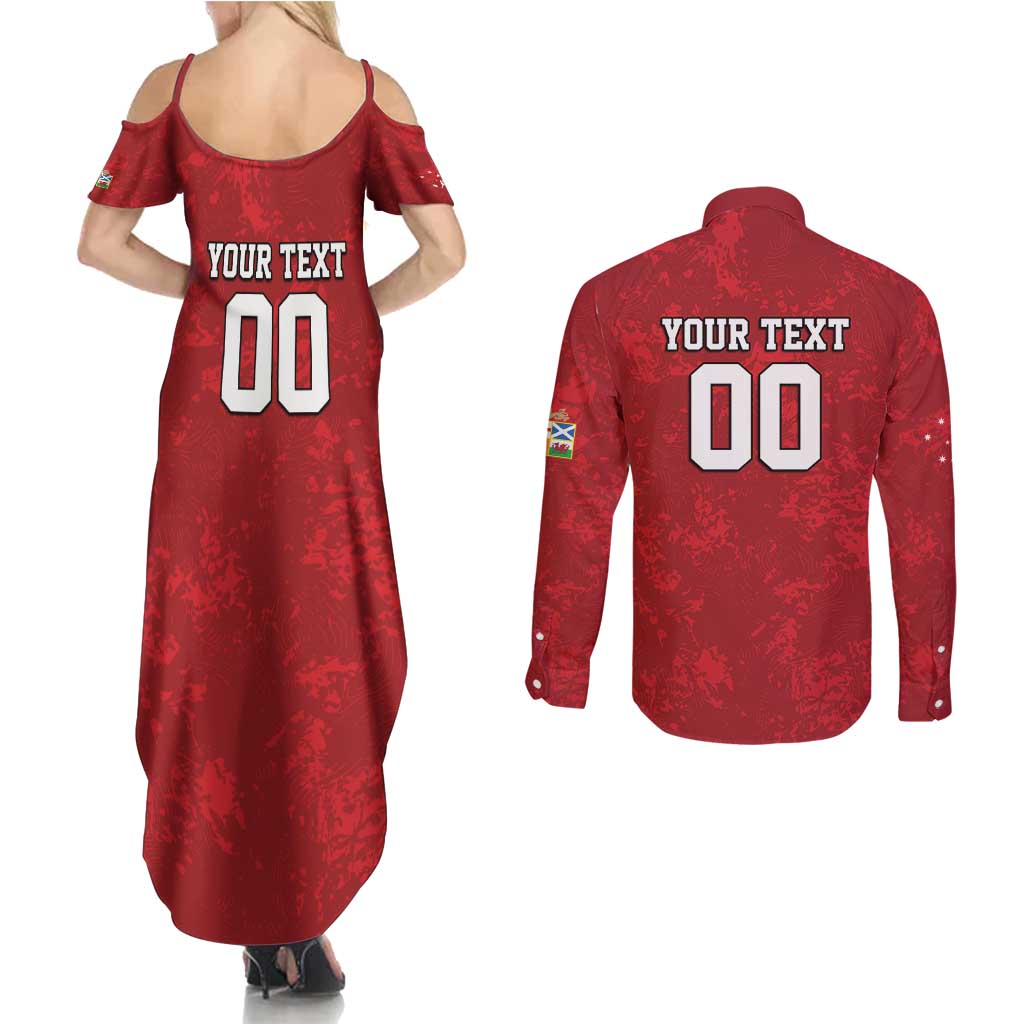 Custom British Lions-AUNZ Couples Matching Summer Maxi Dress and Long Sleeve Button Shirt Australia-New Zealand Indigenous Motif