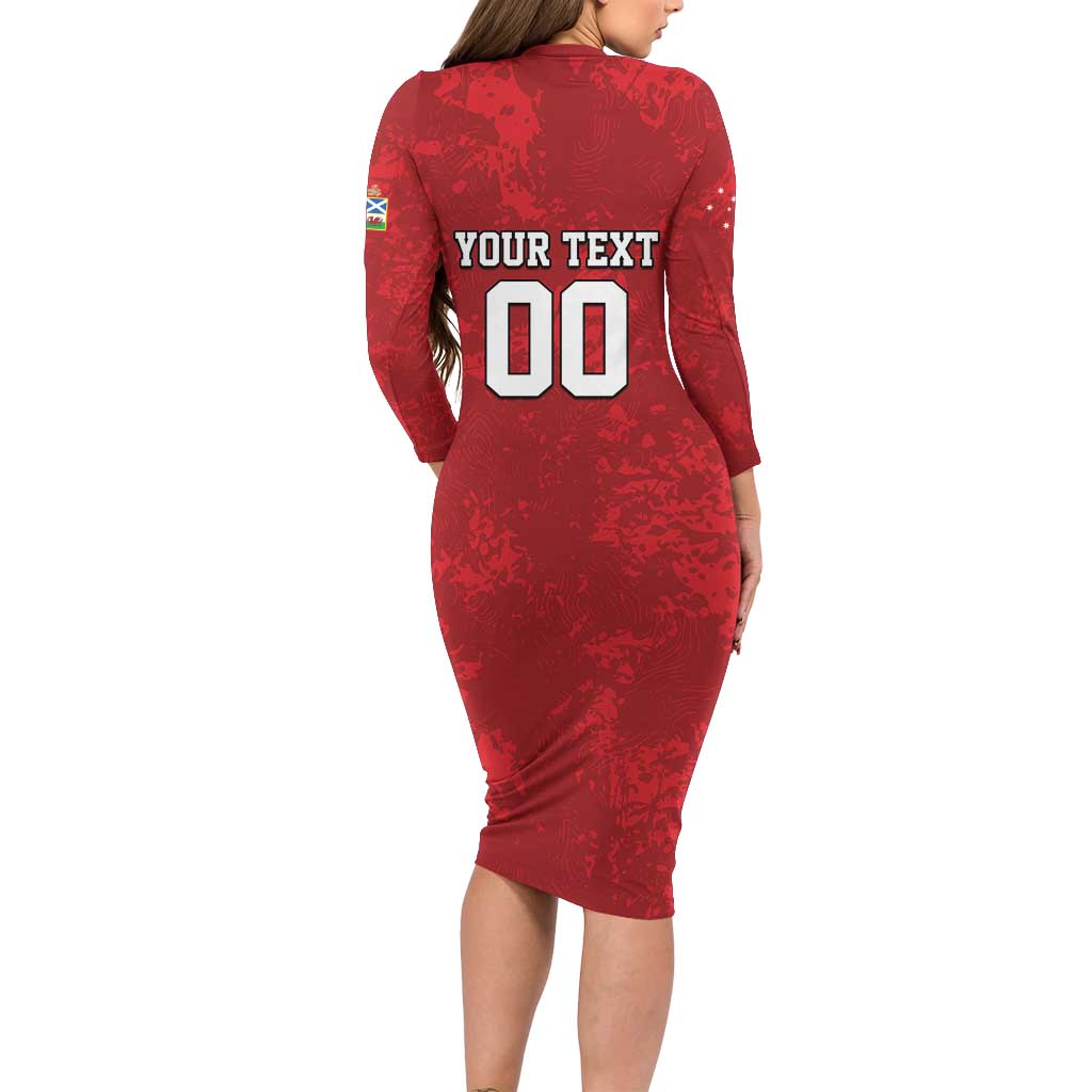 Custom British Lions-AUNZ Family Matching Long Sleeve Bodycon Dress and Hawaiian Shirt Australia-New Zealand Indigenous Motif