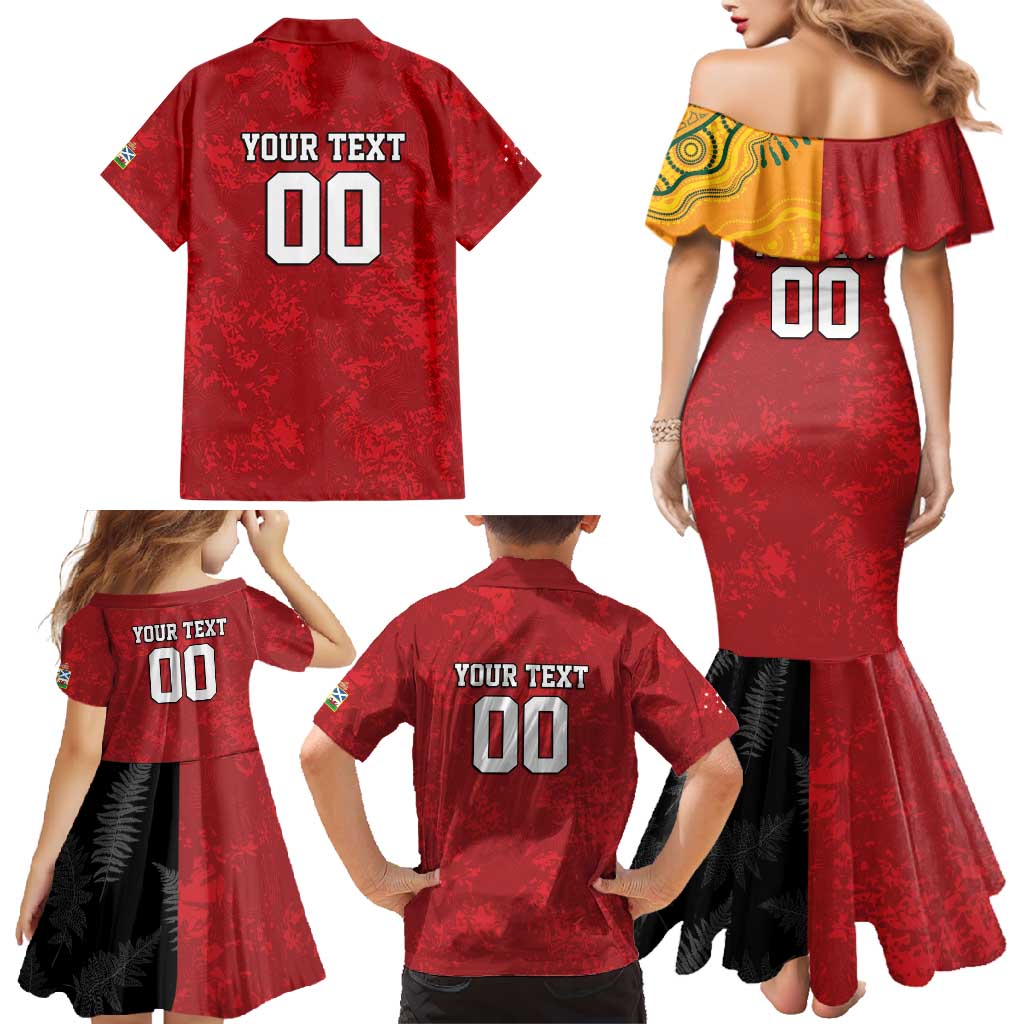 Custom British Lions-AUNZ Family Matching Mermaid Dress and Hawaiian Shirt Australia-New Zealand Indigenous Motif