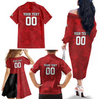 Custom British Lions-AUNZ Family Matching Off The Shoulder Long Sleeve Dress and Hawaiian Shirt Australia-New Zealand Indigenous Motif
