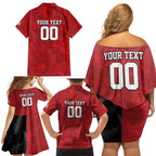 Custom British Lions-AUNZ Family Matching Off Shoulder Short Dress and Hawaiian Shirt Australia-New Zealand Indigenous Motif