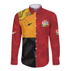 Custom British Lions-AUNZ Long Sleeve Button Shirt Australia-New Zealand Indigenous Motif