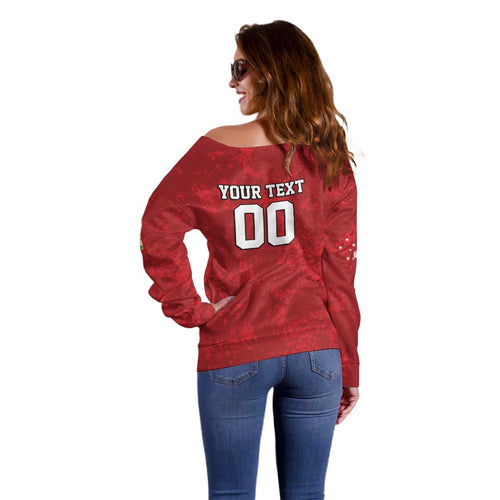 Custom British Lions-AUNZ Off Shoulder Sweater Australia-New Zealand Indigenous Motif