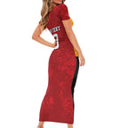 Custom British Lions-AUNZ Short Sleeve Bodycon Dress Australia-New Zealand Indigenous Motif