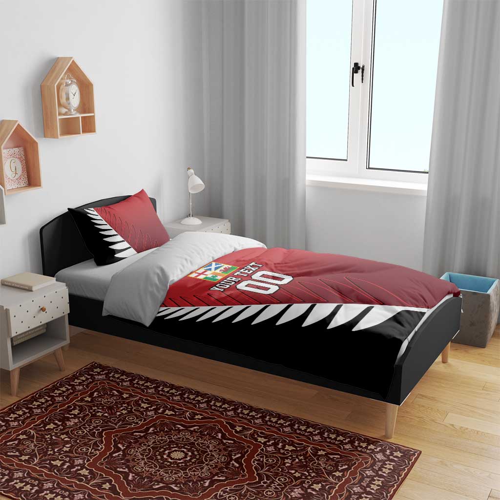 Custom British Lions New Zealand Bedding Set Half Black Fern