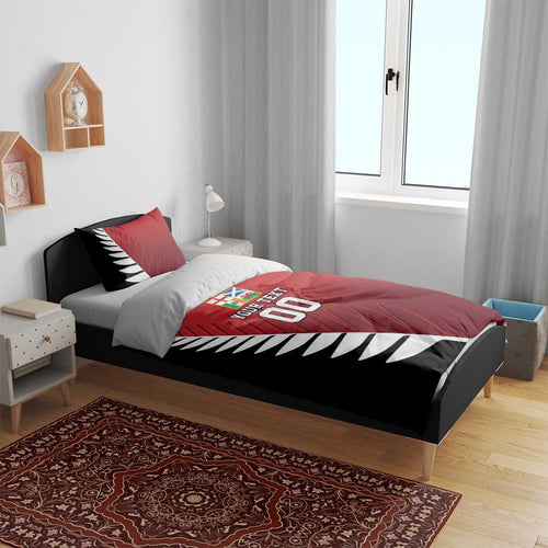 Custom British Lions New Zealand Bedding Set Half Black Fern