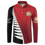 Custom British Lions New Zealand Button Sweatshirt Half Black Fern
