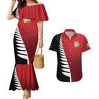 Custom British Lions New Zealand Couples Matching Mermaid Dress and Hawaiian Shirt Half Black Fern