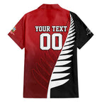 Custom British Lions New Zealand Family Matching Off Shoulder Maxi Dress and Hawaiian Shirt Half Black Fern