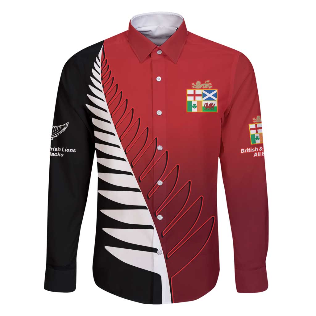 Custom British Lions New Zealand Family Matching Off Shoulder Maxi Dress and Hawaiian Shirt Half Black Fern