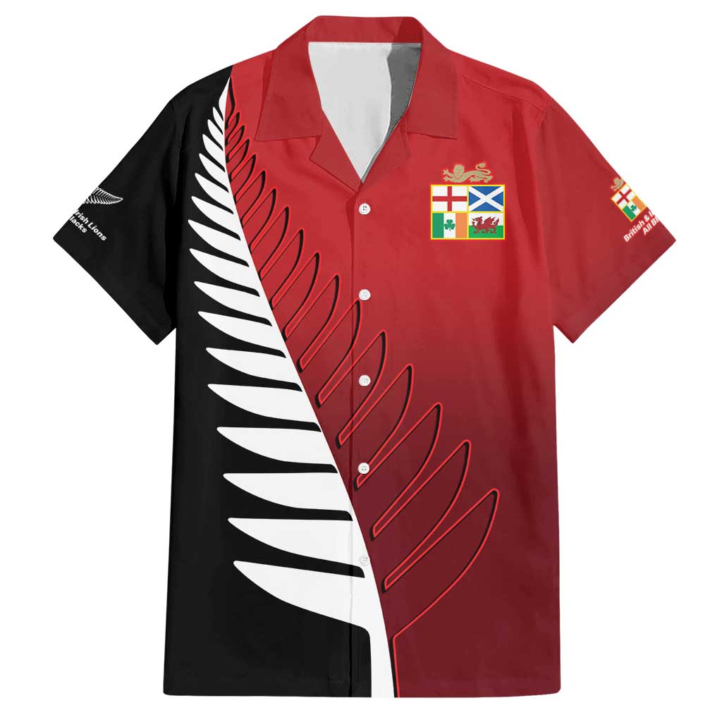 Custom British Lions New Zealand Family Matching Short Sleeve Bodycon Dress and Hawaiian Shirt Half Black Fern