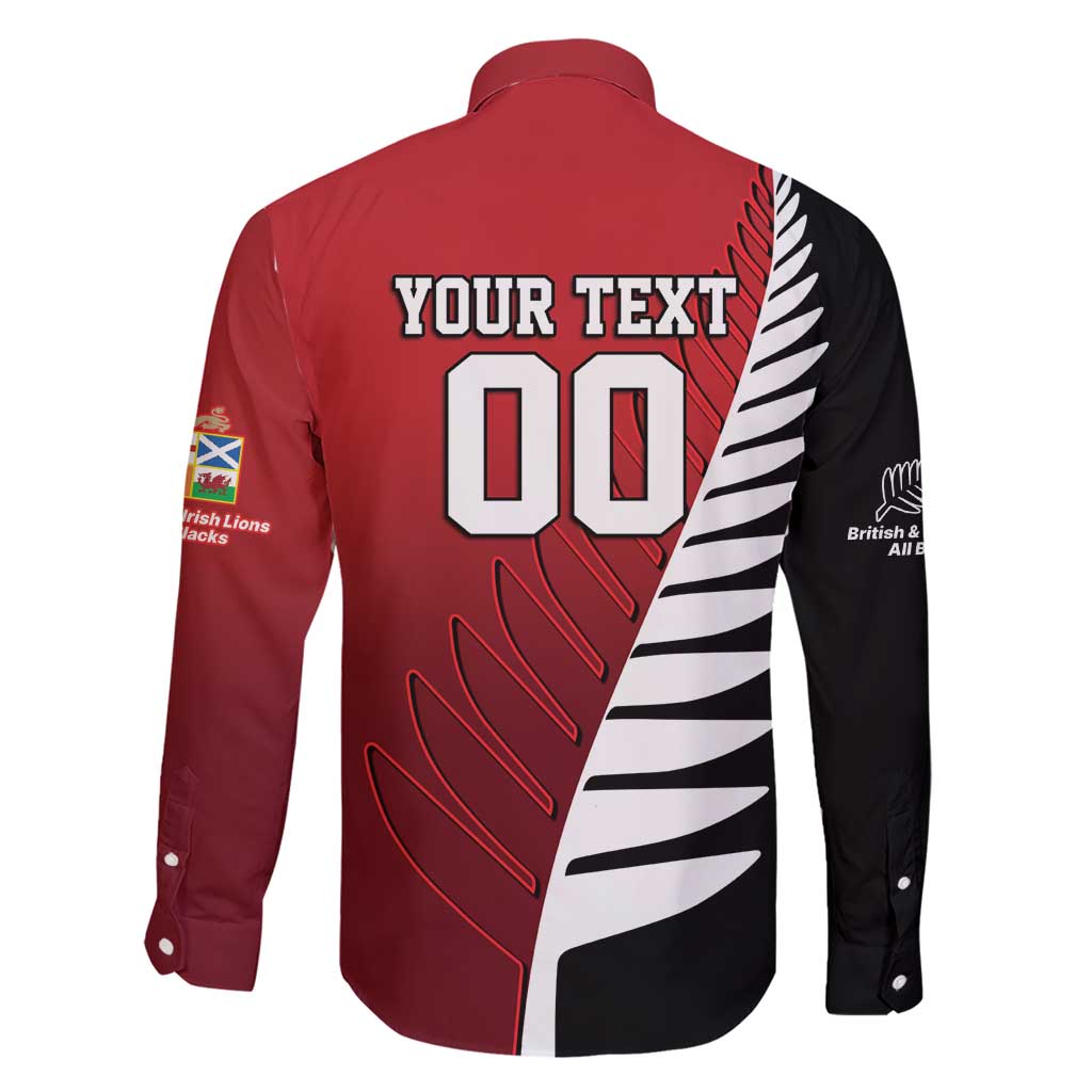 Custom British Lions New Zealand Family Matching Short Sleeve Bodycon Dress and Hawaiian Shirt Half Black Fern