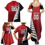Custom British Lions New Zealand Family Matching Summer Maxi Dress and Hawaiian Shirt Half Black Fern