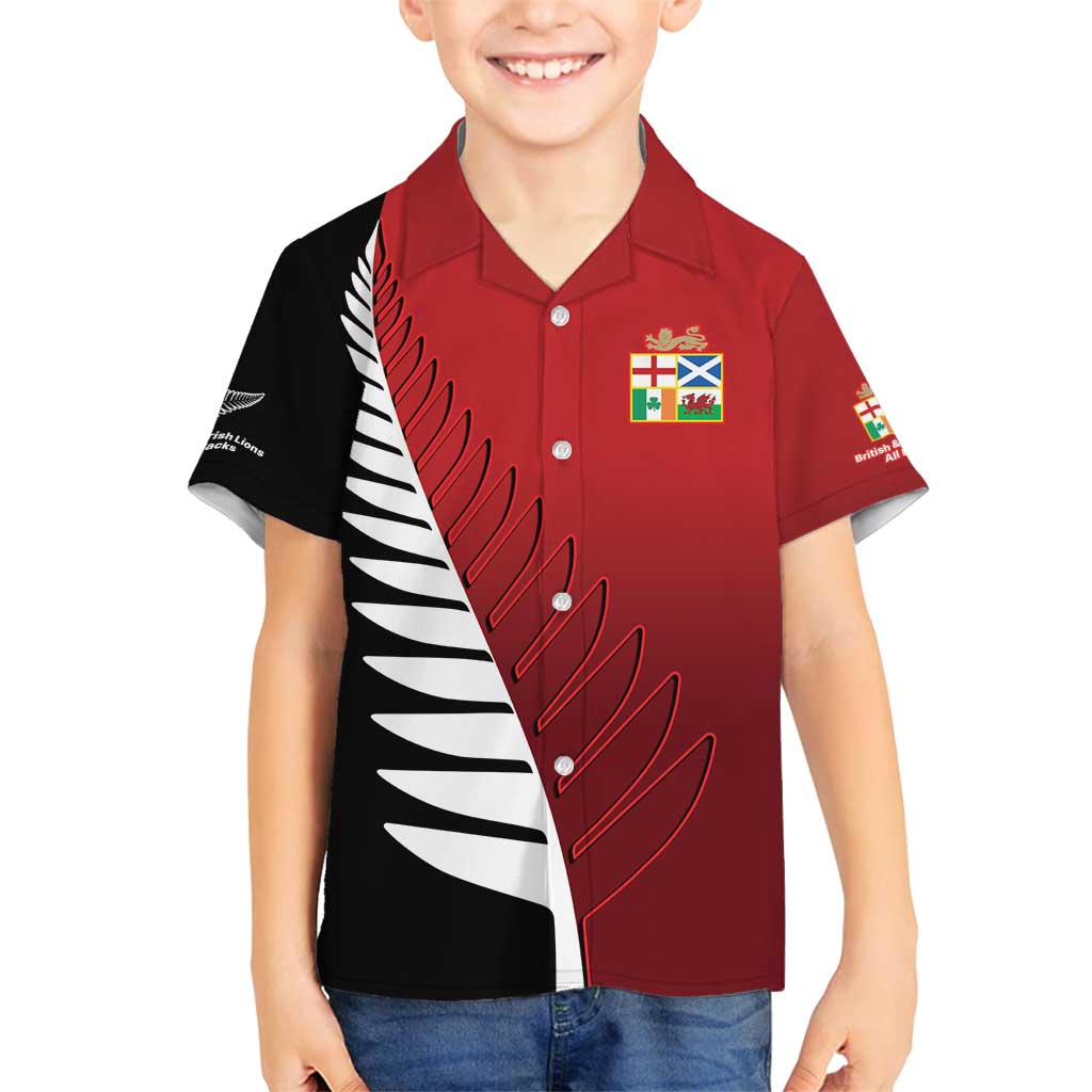 Custom British Lions New Zealand Family Matching Summer Maxi Dress and Hawaiian Shirt Half Black Fern