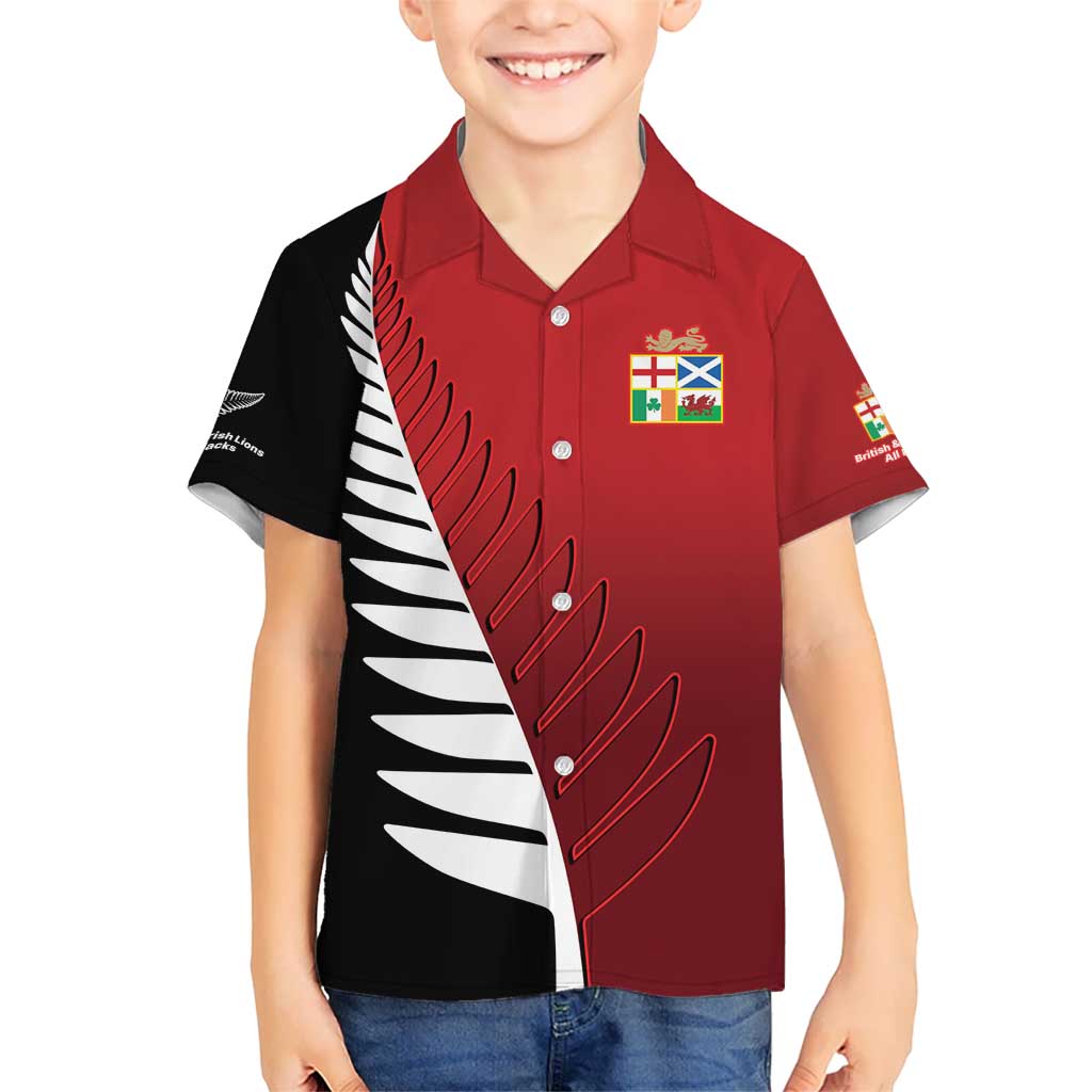 Custom British Lions New Zealand Hawaiian Shirt Half Black Fern