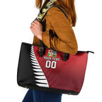 Custom British Lions New Zealand Leather Tote Bag Half Black Fern