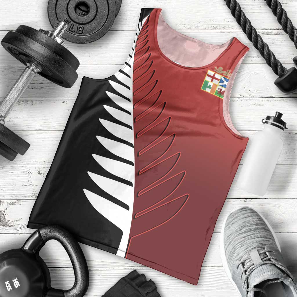 Custom British Lions New Zealand Men Tank Top Half Black Fern