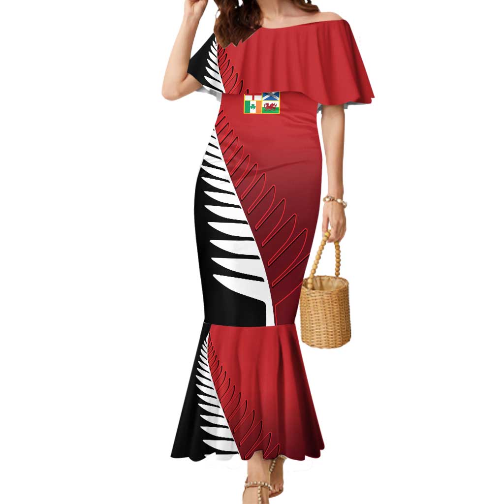 Custom British Lions New Zealand Mermaid Dress Half Black Fern