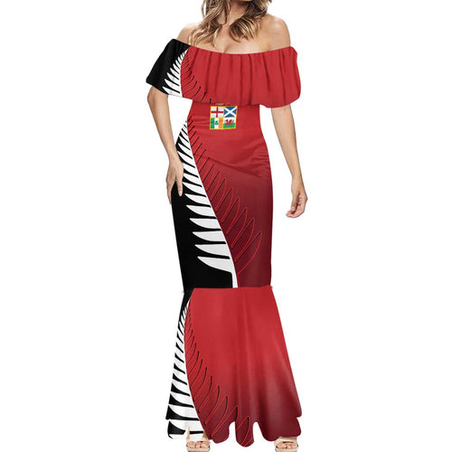 Custom British Lions New Zealand Mermaid Dress Half Black Fern