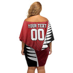 Custom British Lions New Zealand Off Shoulder Short Dress Half Black Fern