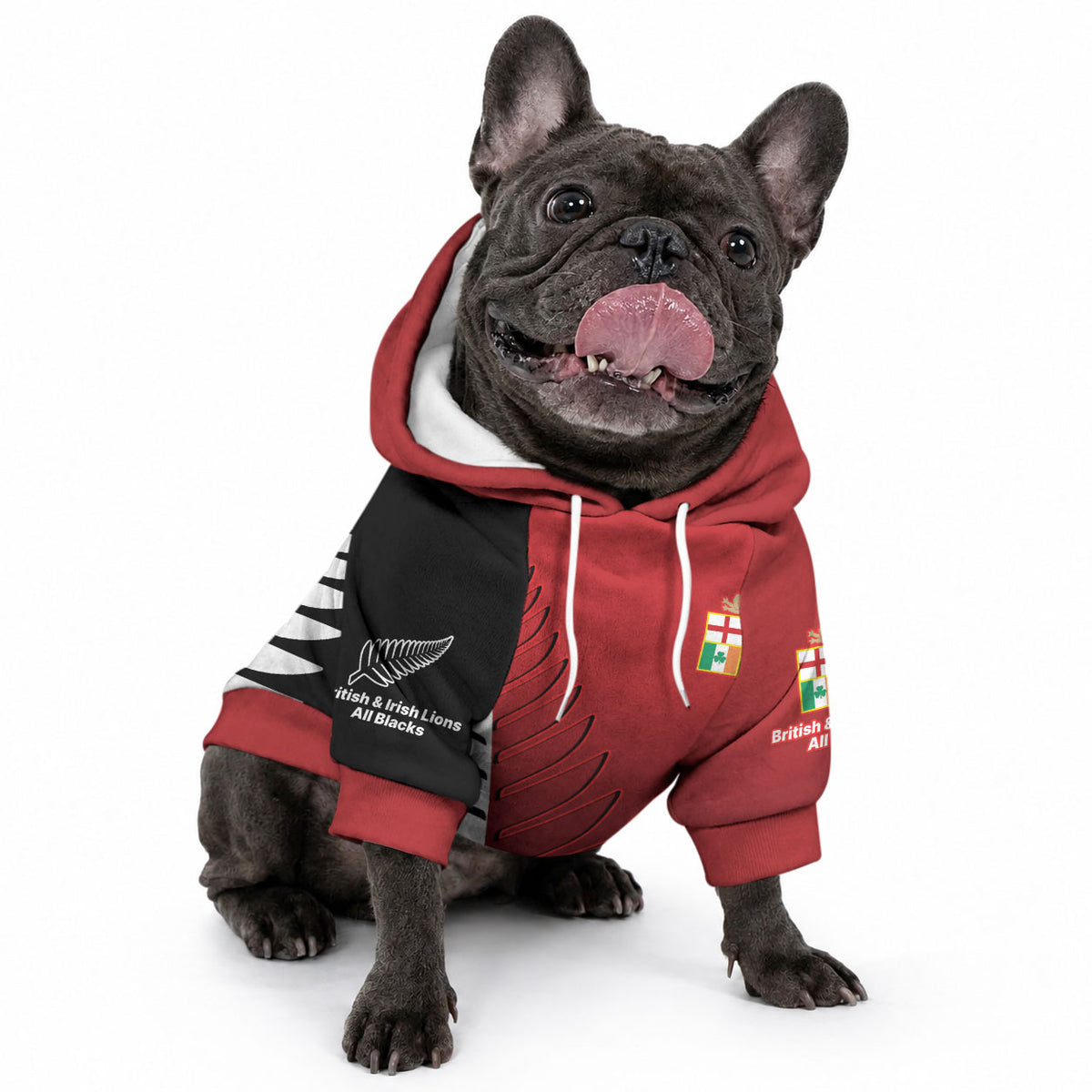 Custom British Lions New Zealand Pet Hoodie Half Black Fern