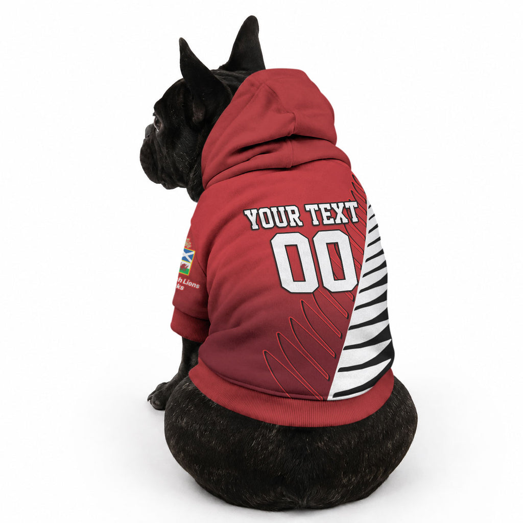 Custom British Lions New Zealand Pet Hoodie Half Black Fern