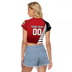 Custom British Lions New Zealand Raglan Cropped T Shirt Half Black Fern