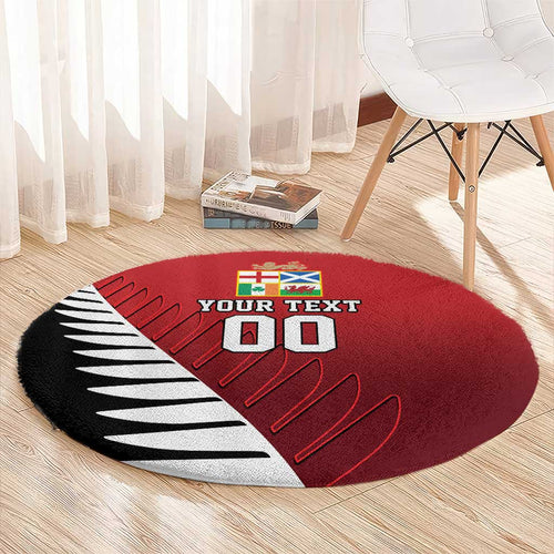 Custom British Lions New Zealand Round Carpet Half Black Fern